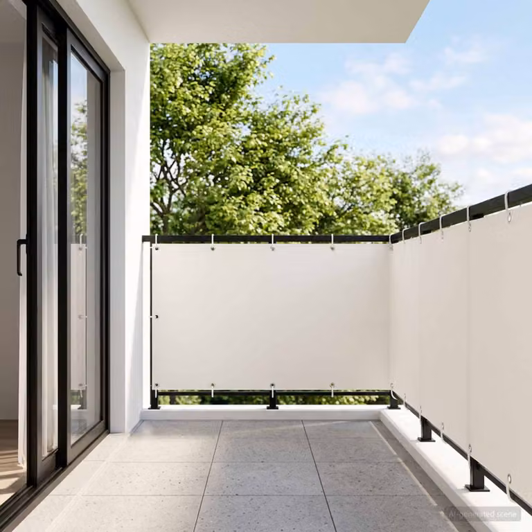 Schermo di privacy per balcone vidaXL in poliestere bianco, H: 120 cm, L: 25 m