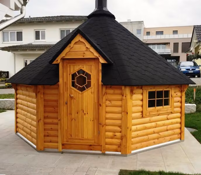 Sauna Grillkota Holzhaus Grillhütte Gartensauna Kotasauna Feuerhütte 16,5 m²