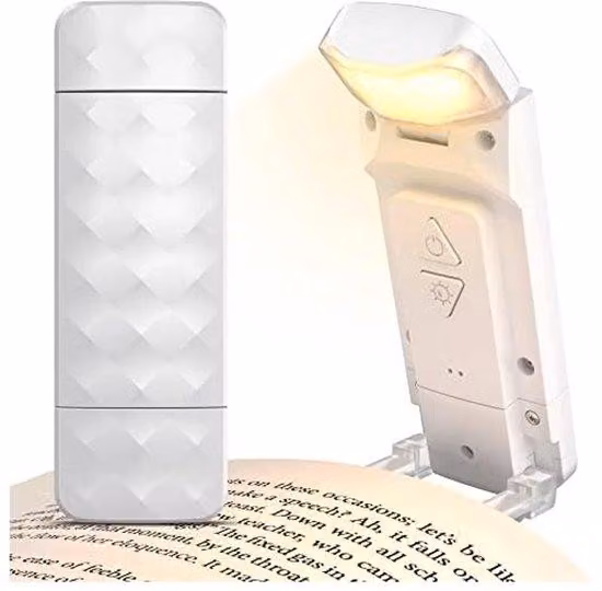 Lampada da lettura ricaricabile tramite USB, con 3 colori, 5 livelli di luminosità regolabili, compatta, lunga durata, dotata di clip, ideale per gli amanti della lettura