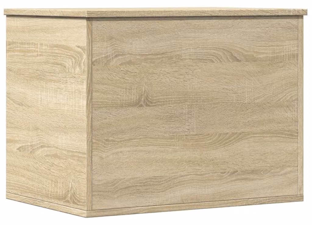 Contenitore portaoggetti in legno massello, dimensioni 60x42x46 cm, finitura color noce Sonoma