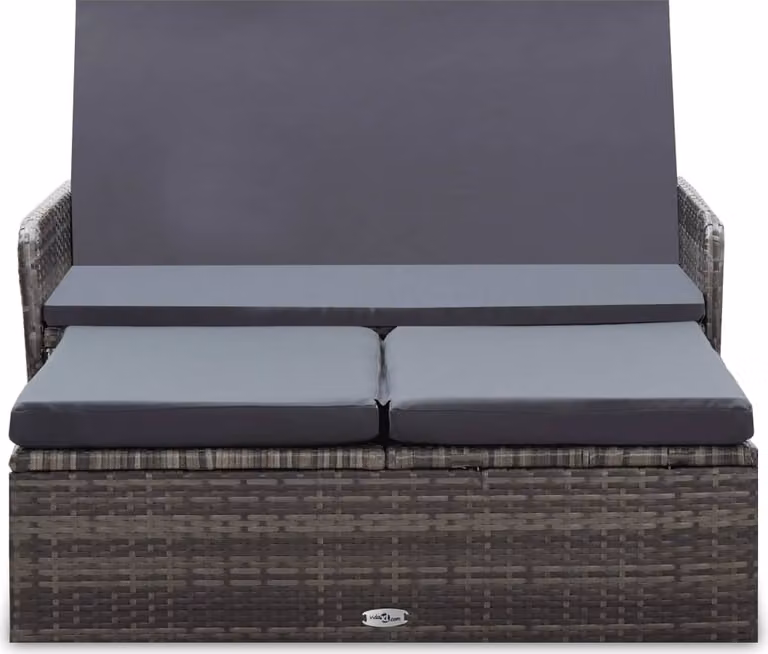 Set Divani da Giardino 2 pz con Cuscini in Polyrattan Grigio