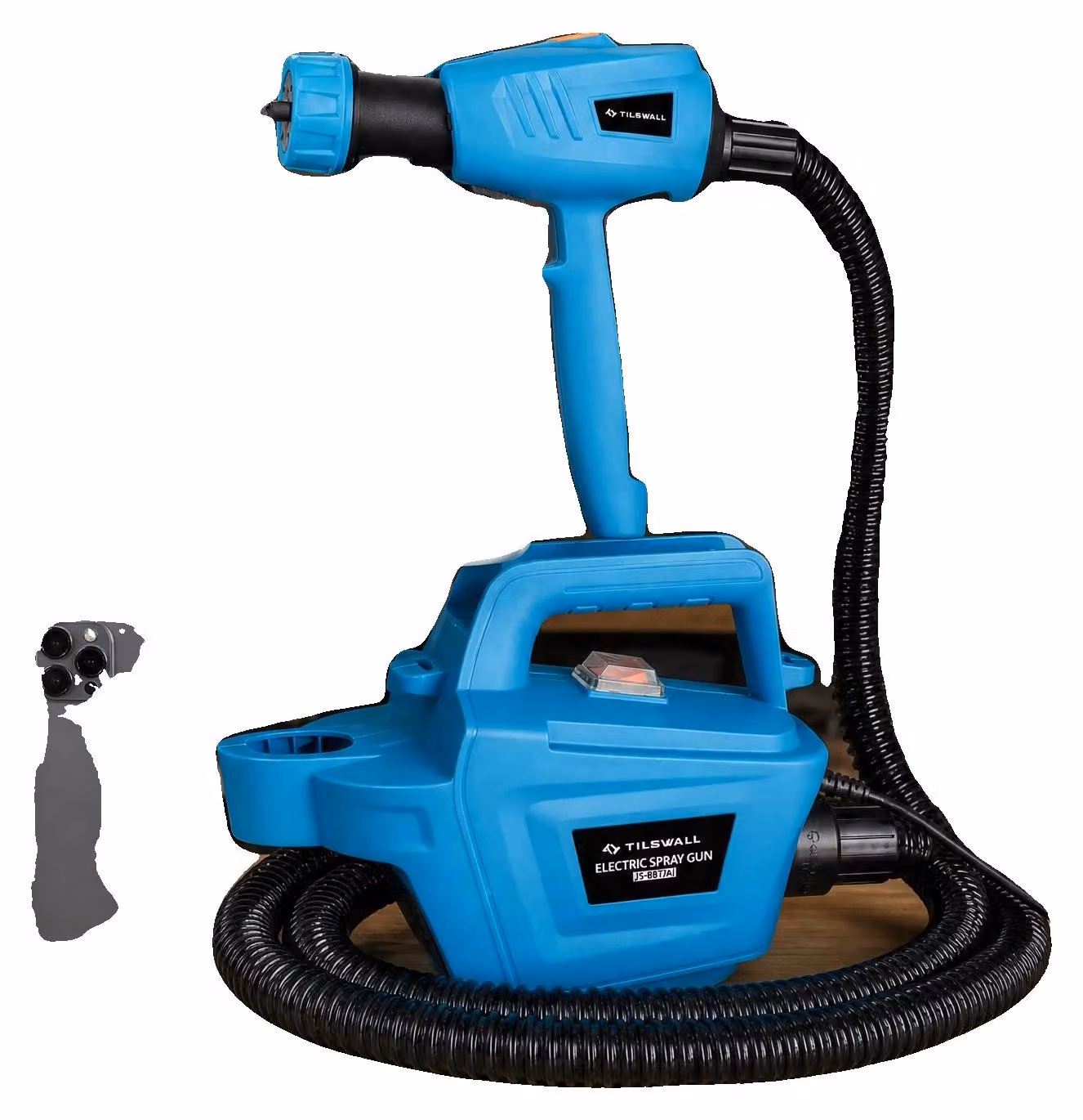 Pistola a spruzzo per verniciatura, alta portata, 3 dimensioni di ugelli, colore blu, alimentazione 100V-240V, spina di tipo europeo