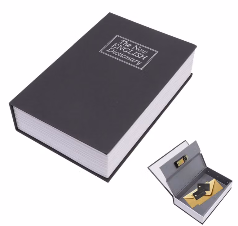 Inovra - Cassaforte a forma di libro portatile - Libro scavato - Segreto nascosto - Cassaforte con serratura a combinazione - Scatola segreta - Base antiscivolo