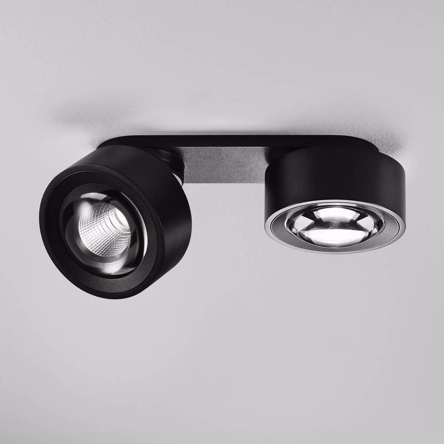 Egger Licht DLS Faretto LED Clippo Optic Duo, nero/nero, DTW dimmerabile, Nero, Soggiorno / Sala da pranzo, Alluminio, Moderno