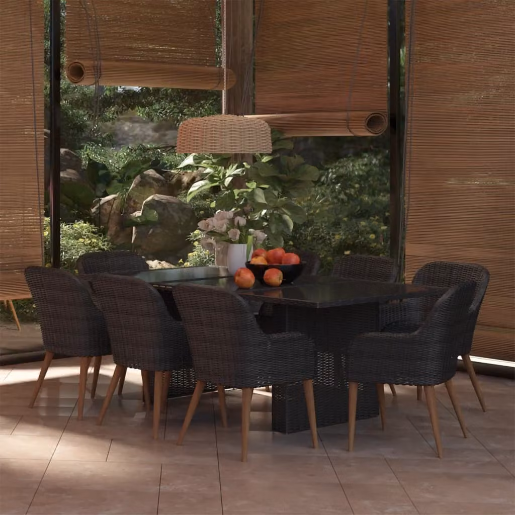 Maison Exclusive - Set da pranzo da giardino 9 pezzi in polyrattan nero