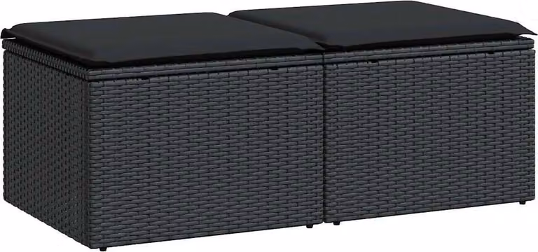 Set Divani da Giardino con Cuscini 2 pz Nero Polyrattan Acacia