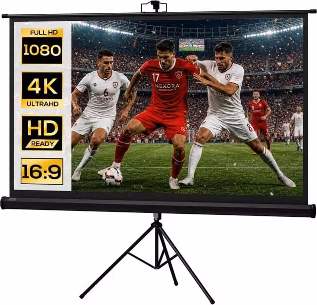 Telo Proiettore Zephmum da 84 Pollici 16:9 Pieghevole con Treppiede, Nero, L 200 x H 118 cm – 1