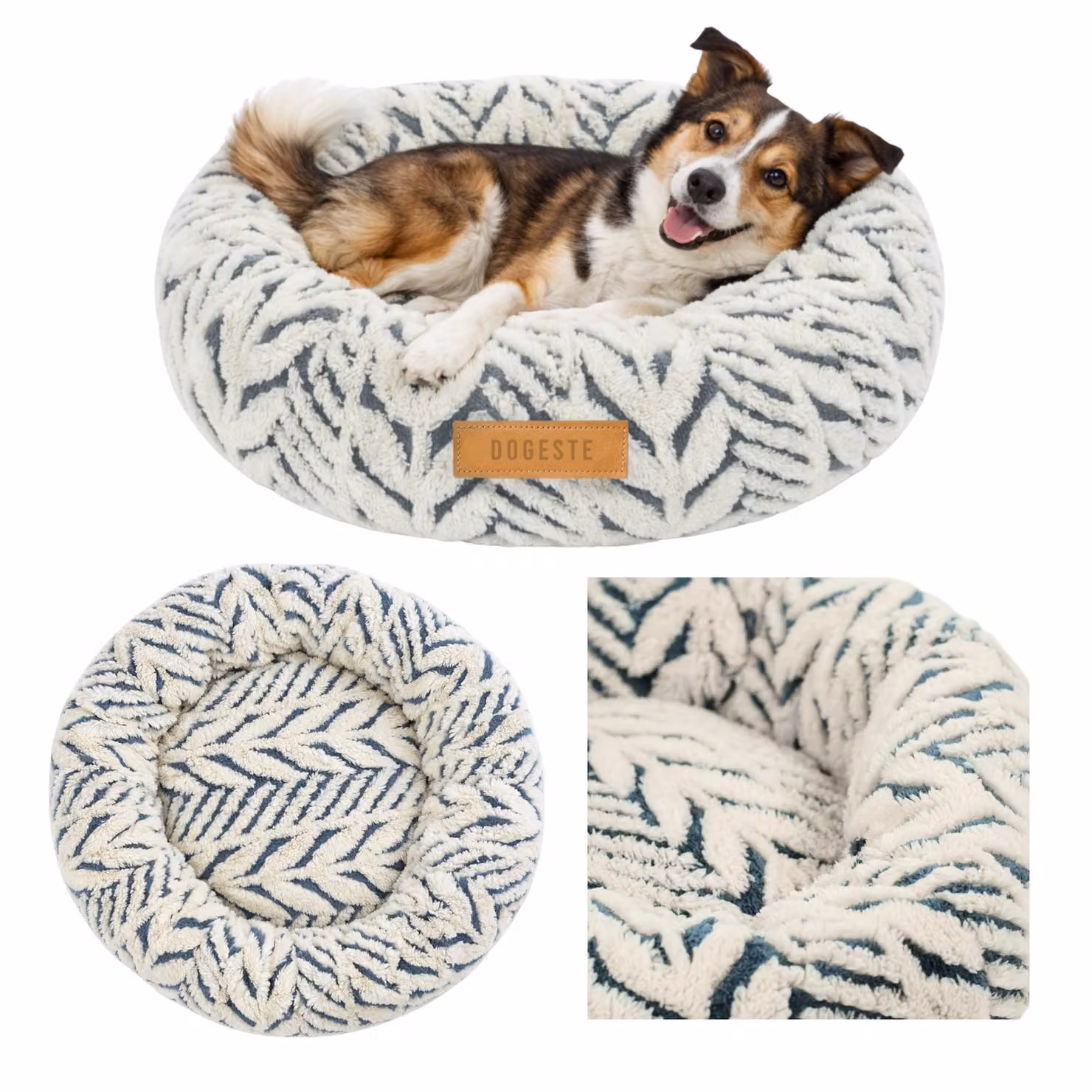 Dogeste RUMI cuccia per cane M 60 cm rotonda per cani di piccola taglia e gatti, lavabile, fondo antiscivolo