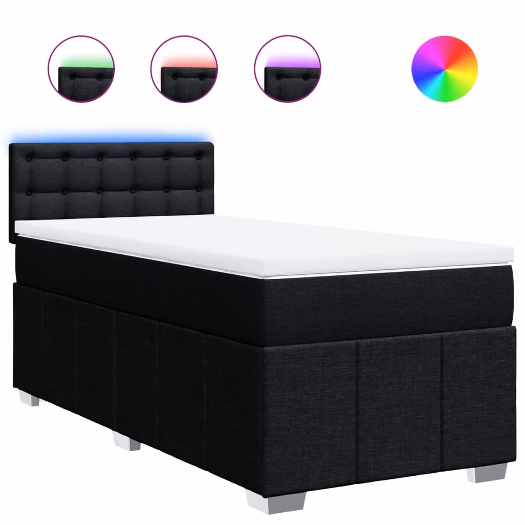 Giroletto a Molle con Materasso Nero 90x200 cm in Tessuto