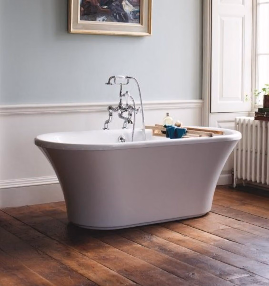 Vasca da bagno freestanding, modello BBri, stile retrò e design antico, colore bianco, dimensioni 1700 mm