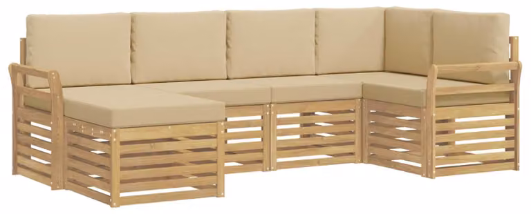 Set di divani da esterno, 6 pezzi, colore beige, tessuto: poliestere