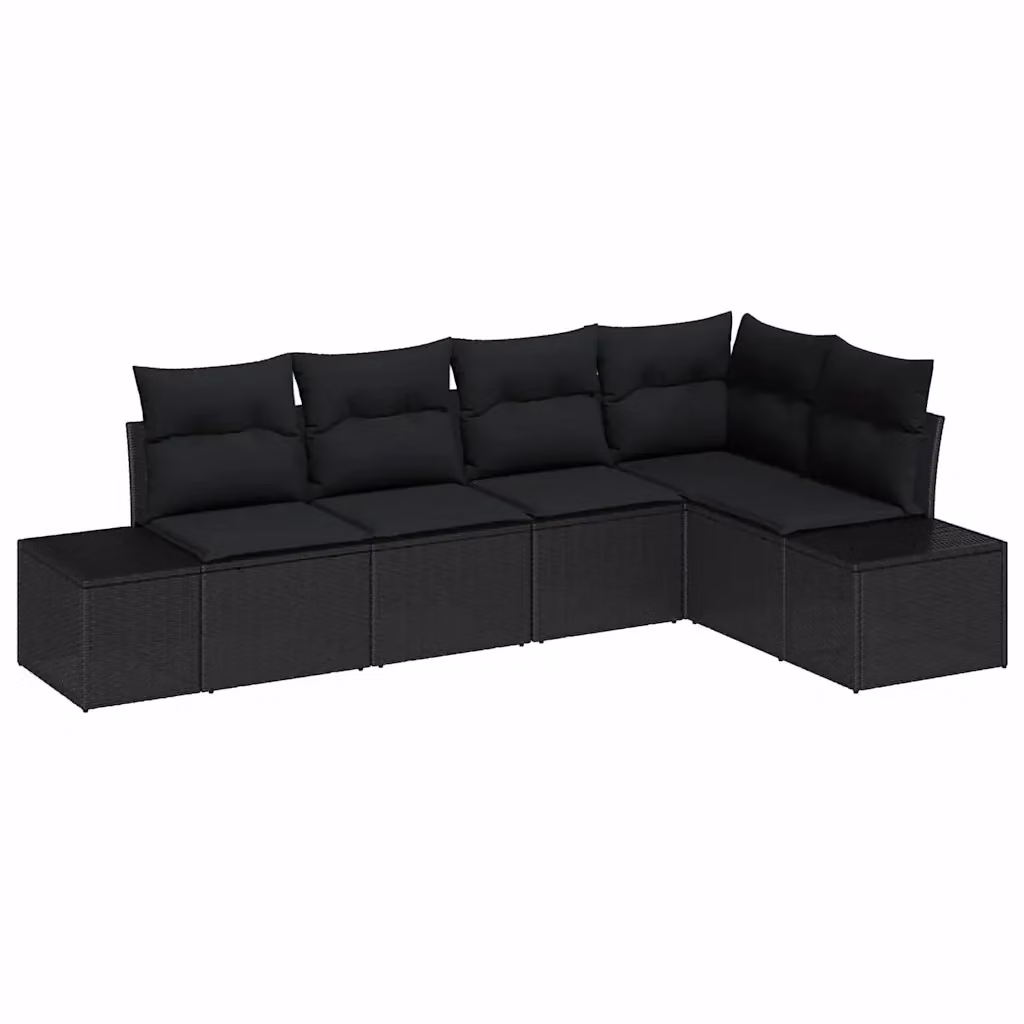 Set Divano da Giardino a L vidaXL in Polyrattan Nero con Cuscini Imbottiti e Rivestimenti Rimovibili – 2