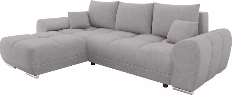 MIRJAN24 Divano ad angolo Logo L con contenitore e funzione letto, lato universale, schienale composto da cuscini mobili (colore: Velo 633)