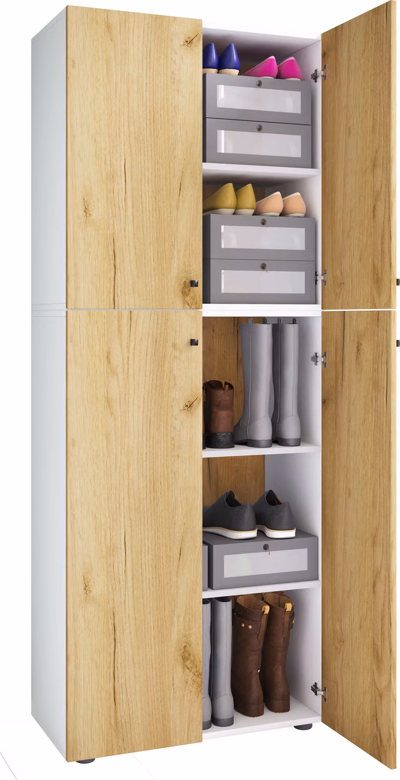 Armadio in legno | Armadio con 5 scomparti e porte girevoli | Dimensioni ca. B. 70 x H. 184 x D. 40 cm – Lona