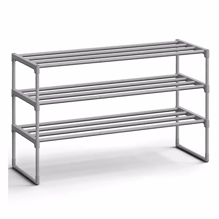 Scarpiera Scaffale in Metallo Impilabile per Corridoio Soggiorno Camera da Letto, Grigio