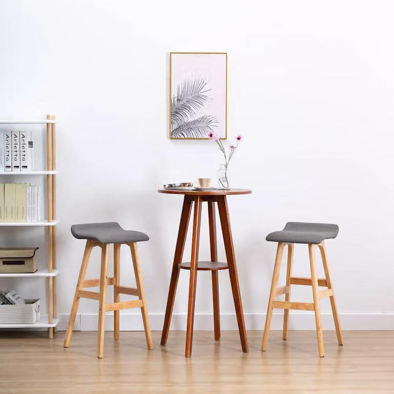Set di 2 sedie da bar vidaXL moderne in tessuto grigio scuro e legno di faggio