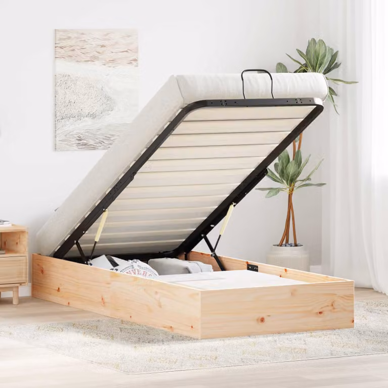 vidaXL Letto Ottomano con Ripostiglio in Legno di Pino Naturale L: 190 cm, P: 76 cm, H: 25 cm