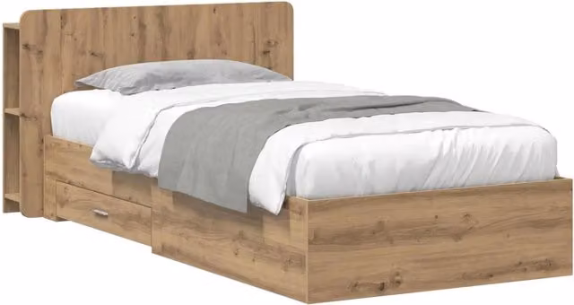 Letto singolo | Letto per adulti | Telaio del letto con storage Rovere Artigianale 90 x 190 cm
