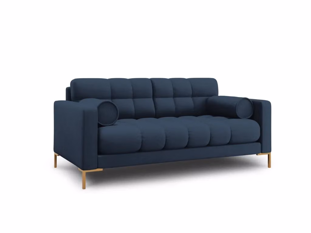 Divano 2 posti Bali Cosmopolitan Design in tessuto blu con dettagli oro – 2