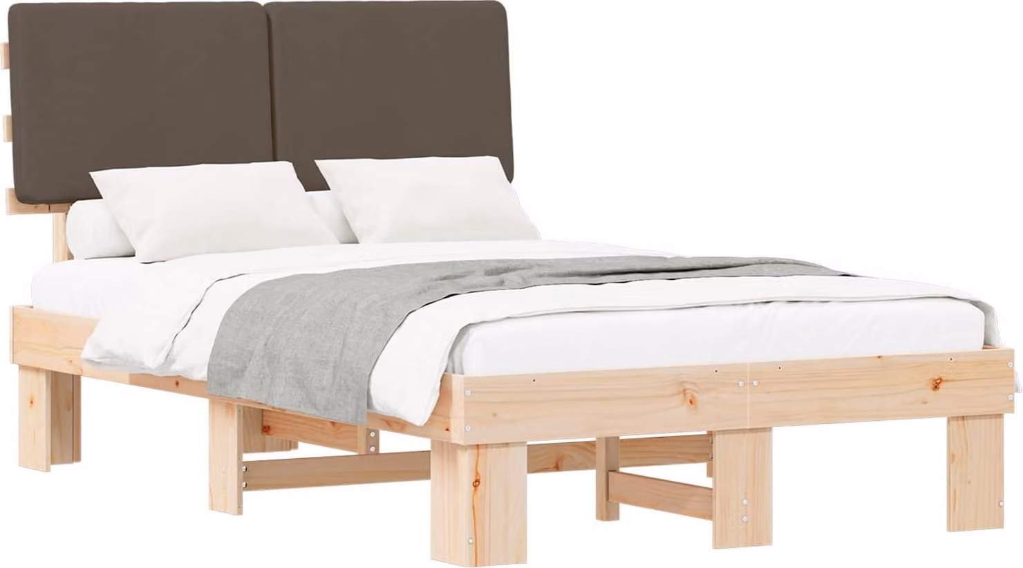 Letto con Testiera Rivestita Talpa 120 x 200 cm Pino massello