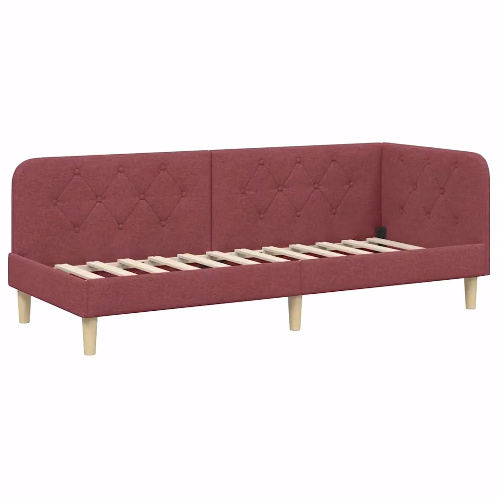 Cornice del letto ad angolo vidaXL in tessuto rosso, L 200 x P 80 x H 72 cm – 2
