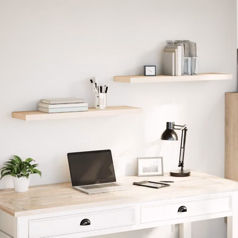 Set di 2 mensole pensili vidaXL in legno effetto rovere, colore beige, L 90 x P 23,5 x H 4 cm