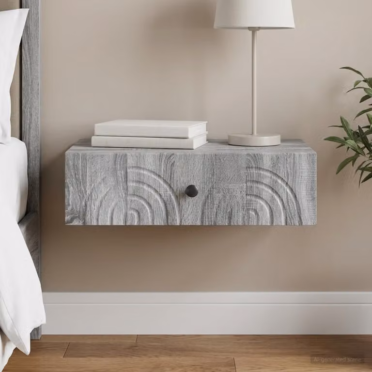 vidaXL Tavolino da Parete Laterale Moderno Grigio L: 59 cm, P: 34,5 cm, H: 17 cm