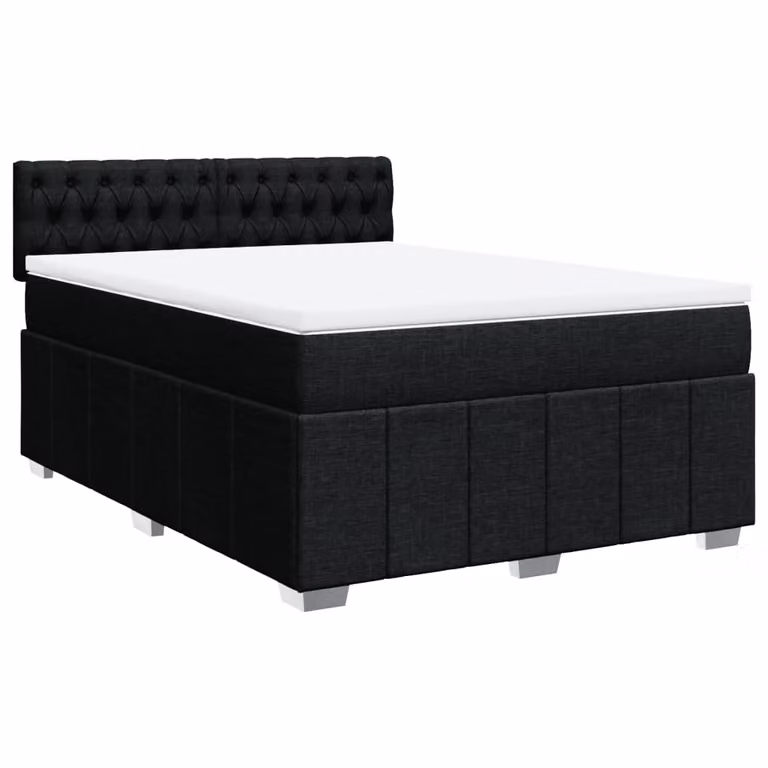 Giroletto a Molle con Materasso Nero 140x190 cm in Tessuto