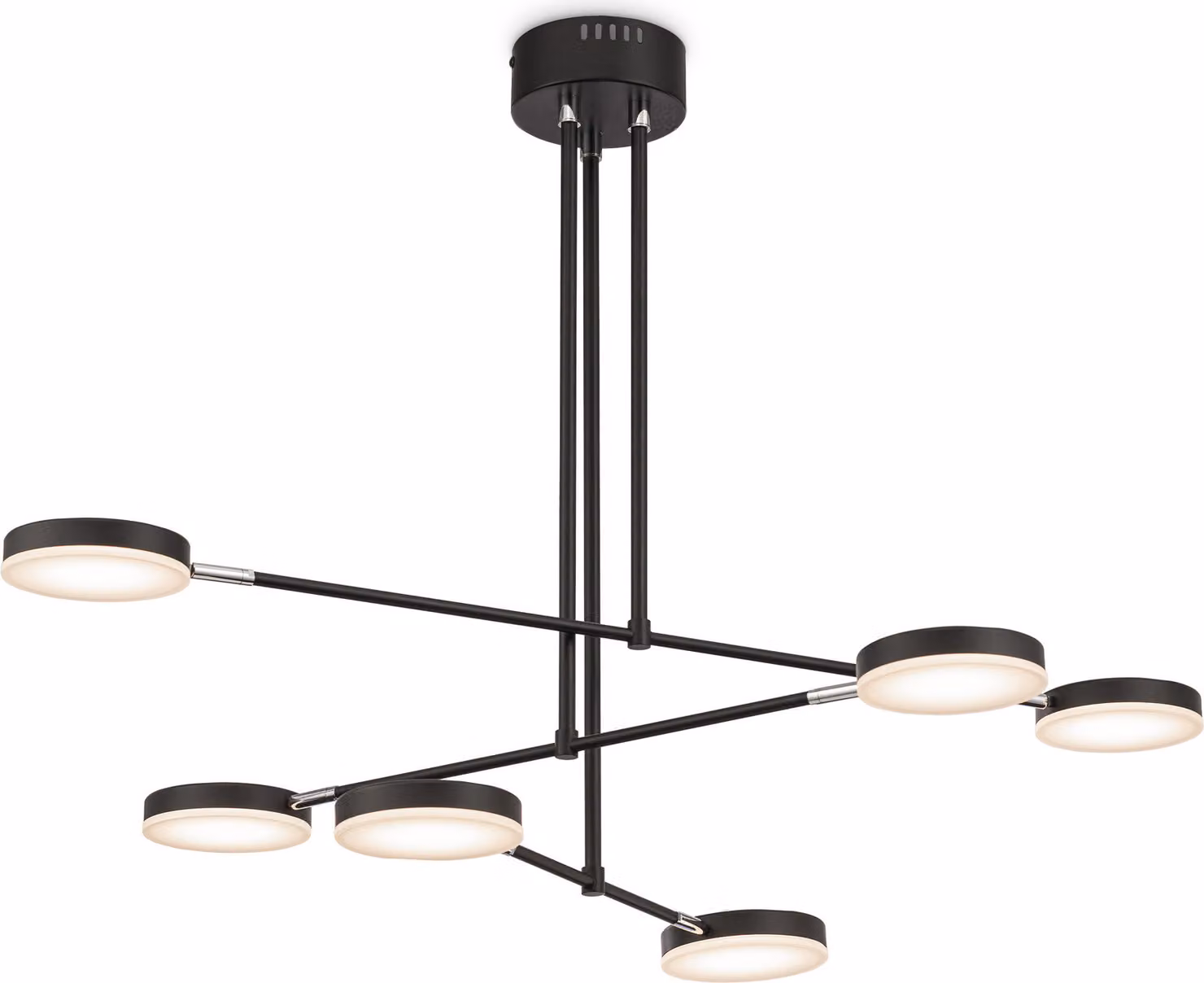 Lampadario A Sospensione Moderno Fad Metallo Nero Acrilico 6 Luci Led 40W