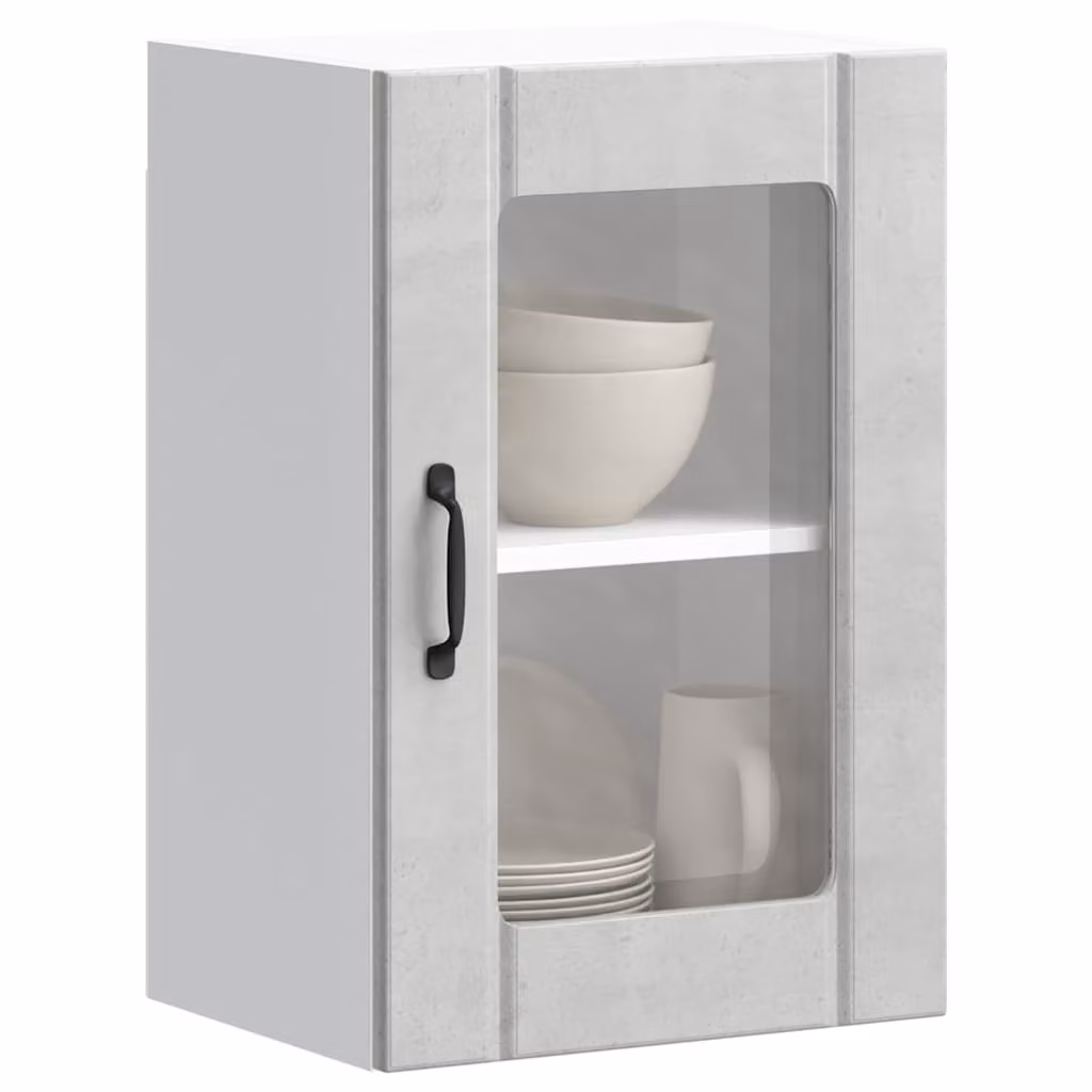 Pensile da cucina moderno vidaXL con ante in vetro e ripiani interni, Grigio, L: 60 cm, H: 31 cm, P: 40 cm