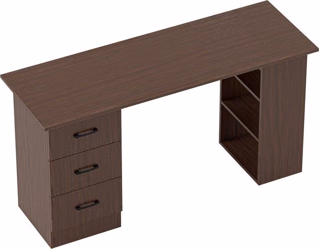 Scrivania Moderna HOMCOM in Legno con 3 Cassetti e 3 Ripiani, Colore Noce, L 120 x P 49 x H 72 cm