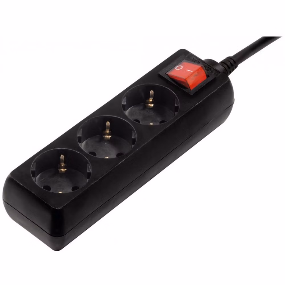 hama 00030392 hama striscia di prese a 3 vie con interruttore 1,4 m nero