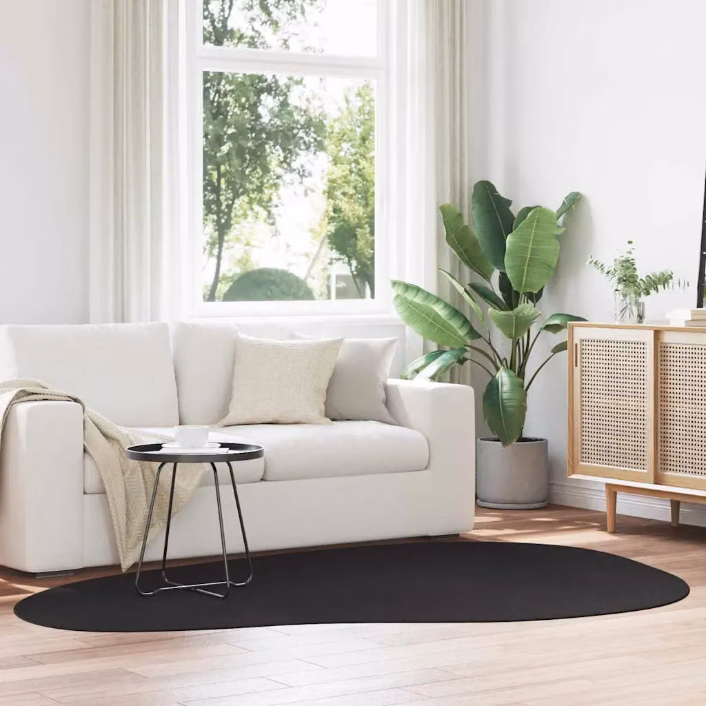 Tappeto moderno vidaXL HUARTE nero in poliestere, lavabile e antiscivolo, L: 160 cm x P: 230 cm