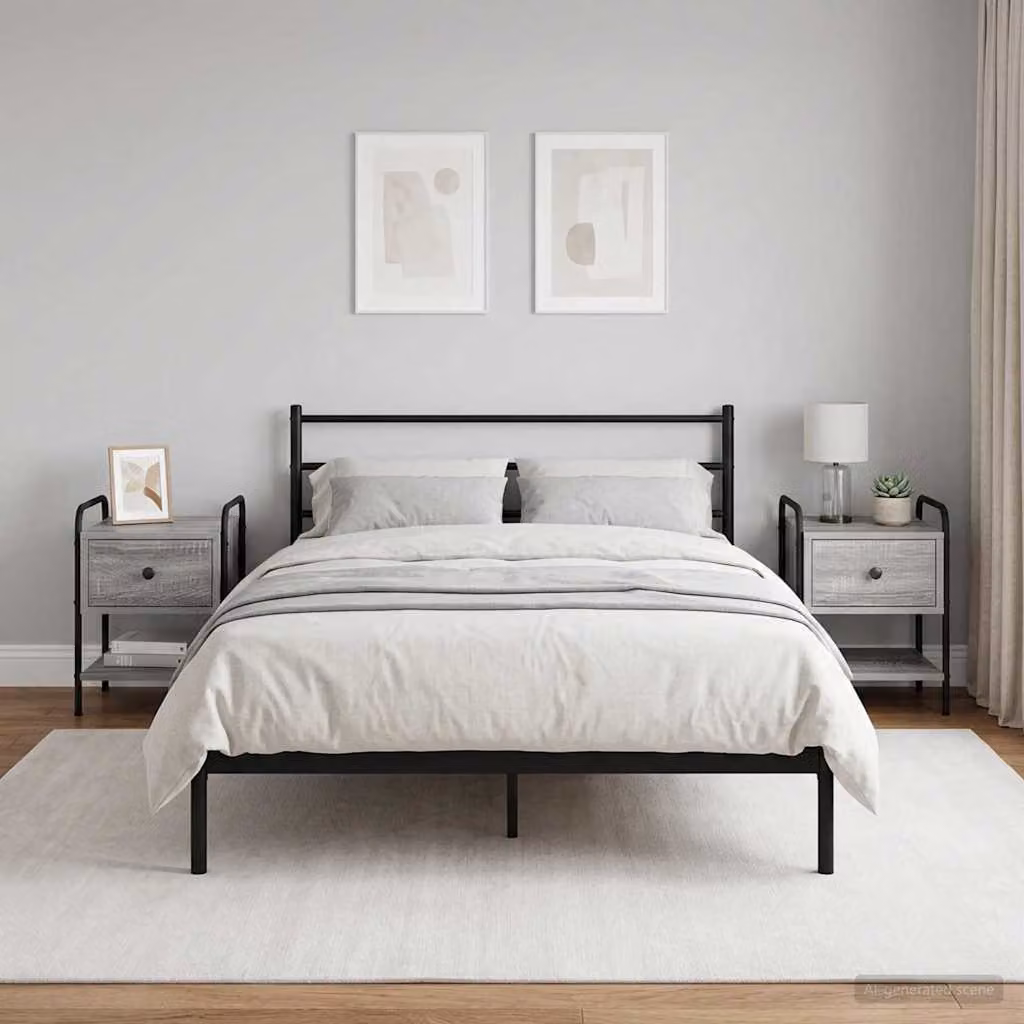 Set di 2 armadi da notte vidaXL moderni in finitura Sonoma grigio, L/P/H: 35 x 36,5 x 47 cm