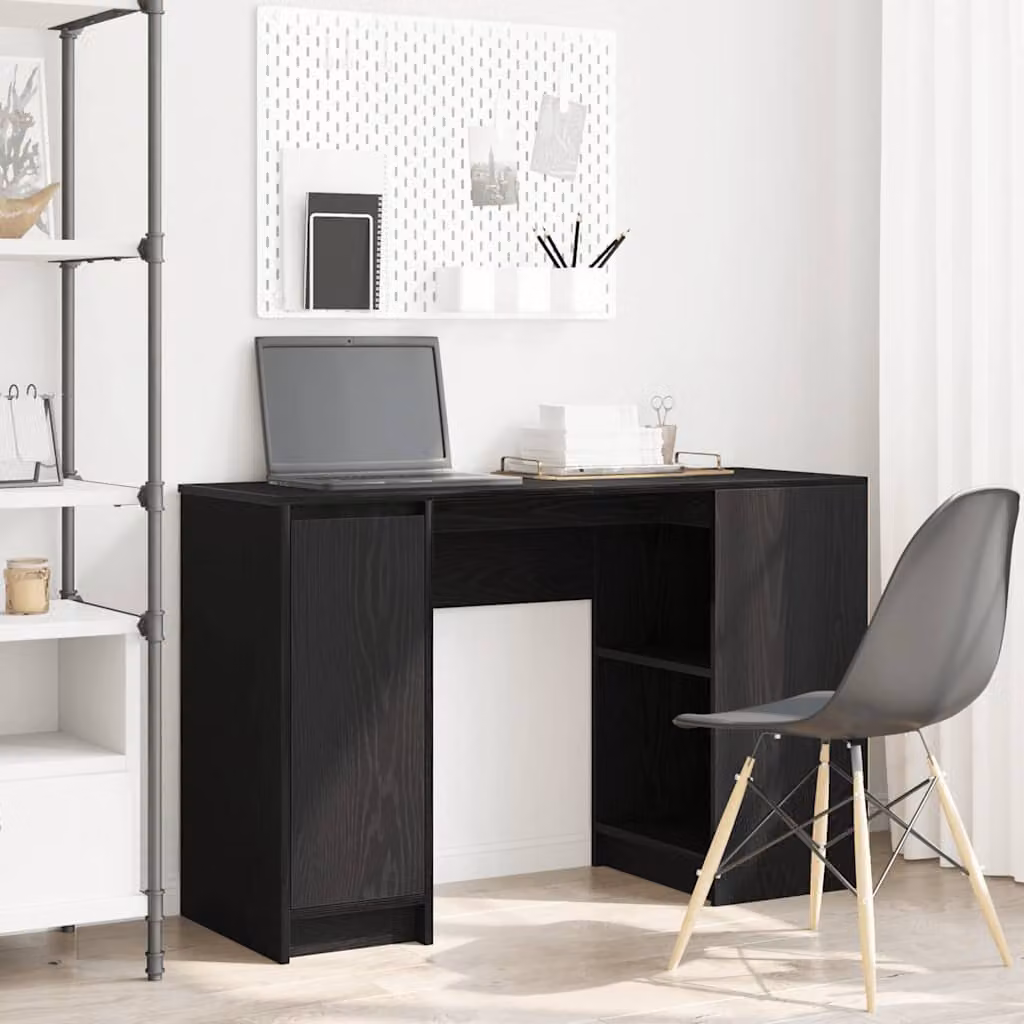 Scrivania moderna vidaXL in legno Rovere e Nero, L 120 x P 42 x H 76 cm
