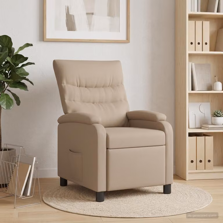Poltrona reclinabile relax vidaXL in similpelle beige e marrone con braccioli per soggiorno o ufficio in casa
