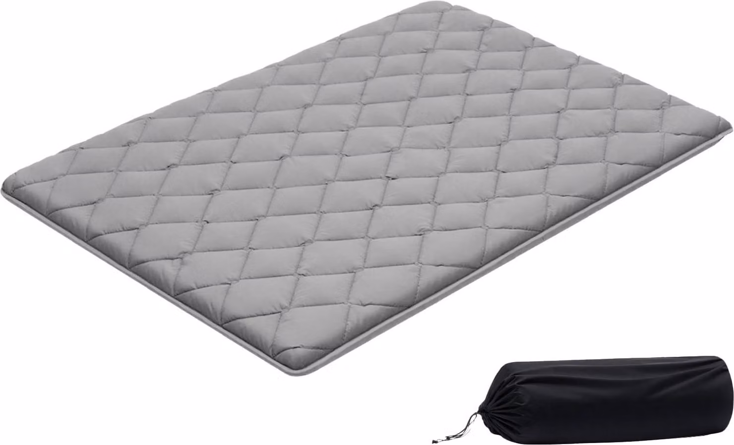 Materasso futon giapponese - Materasso da pavimento tatami - Pieghevole - Dimensioni 203,2 x 137,2 x 8,9 cm - Nove strati - Per yoga e meditazione - Con borsa per riporlo - Grigio