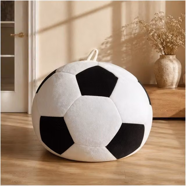 Divano Sacco Minimal a Forma di Palla da Calcio Multicolore in Tessuto con Memory Foam per Adulti
