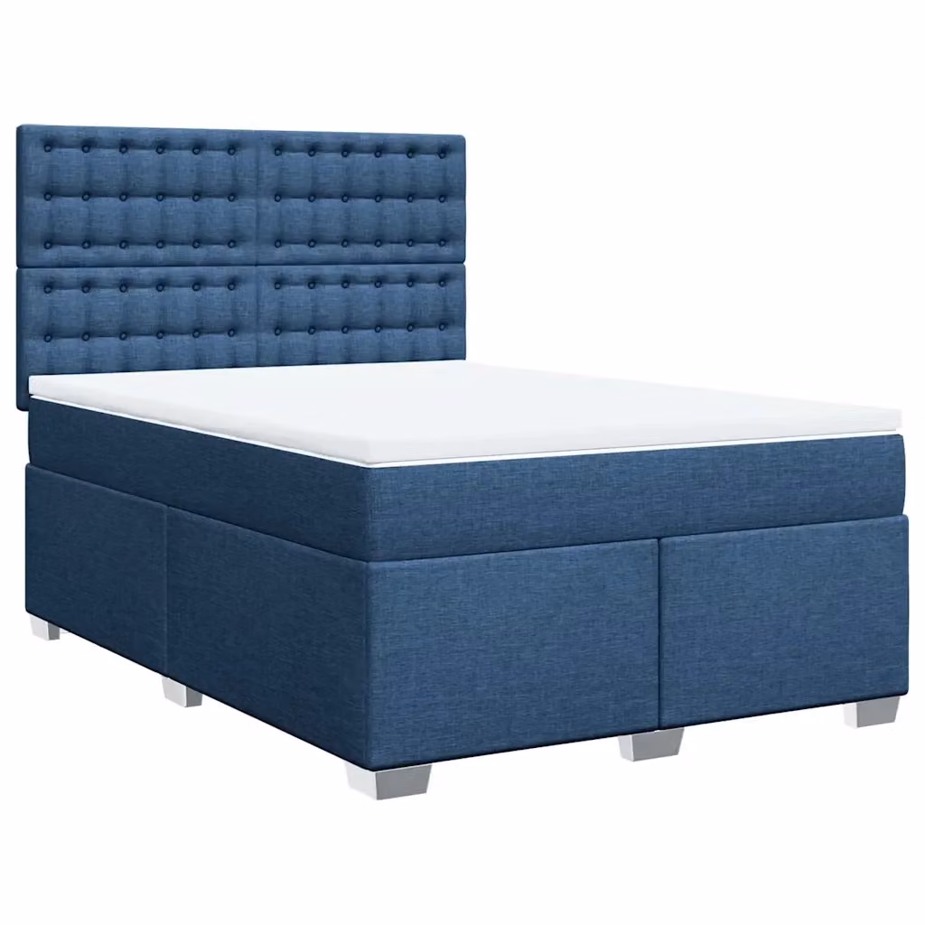 Letto con Giroletto a Molle e Materasso Ibrido vidaXL, Blu e Bianco, L 140 x P 190 cm – 2