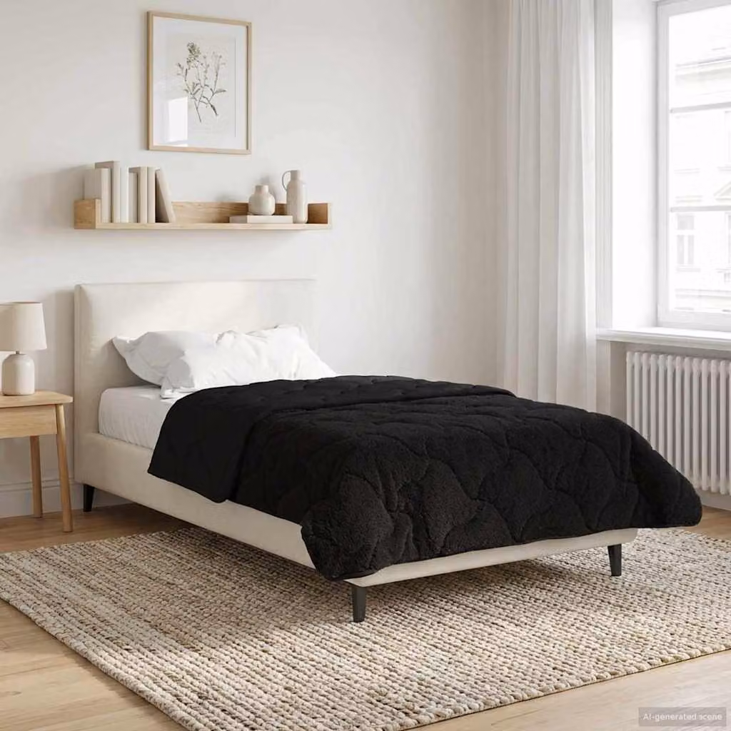Piumino estivo traspirante e reversibile vidaXL in microfibra, Nero, L 135 x P 200 cm
