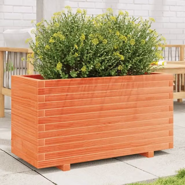 Fioriera da giardino in legno massello vidaXL marrone L: 90 cm, P: 40 cm, H: 49,5 cm