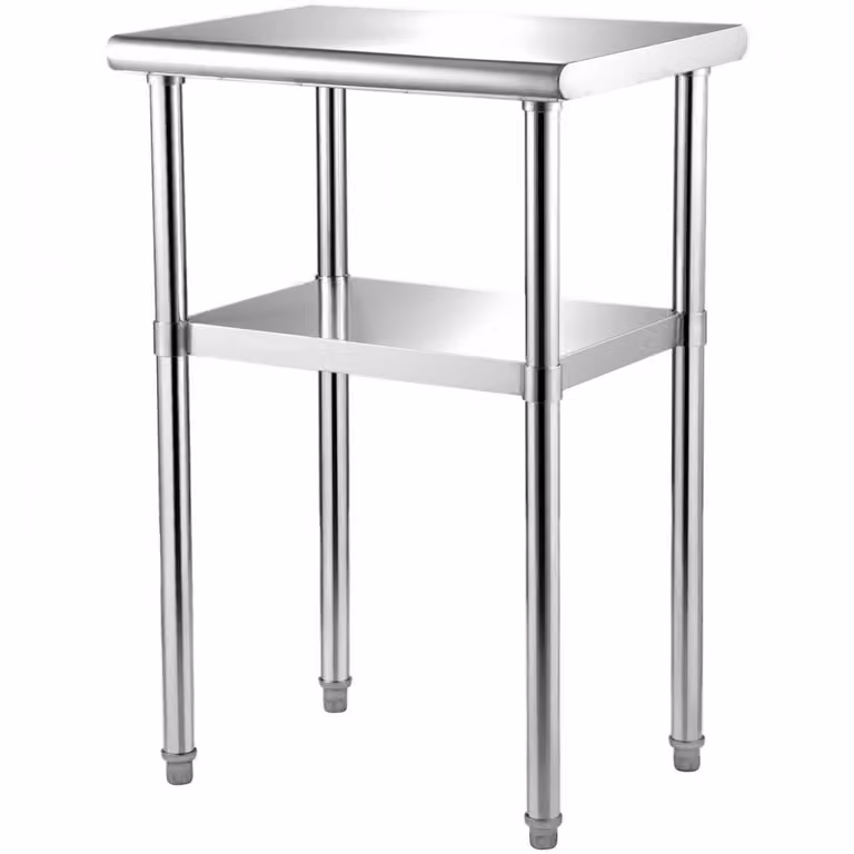 Tavolo commerciale in acciaio inox - Tavolo da lavoro e da smontaggio a due strati - Gastro 61 x 45,7 x 91,4 cm, portata 181,4 kg + 91 kg - Tavolo da cucina per uso commerciale - Mobili da cucina per preparazione e cottura