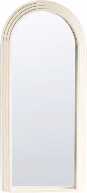 Specchio vintage da parete bianco sporco 170 x 80 cm con cornice in legno a forma di arco