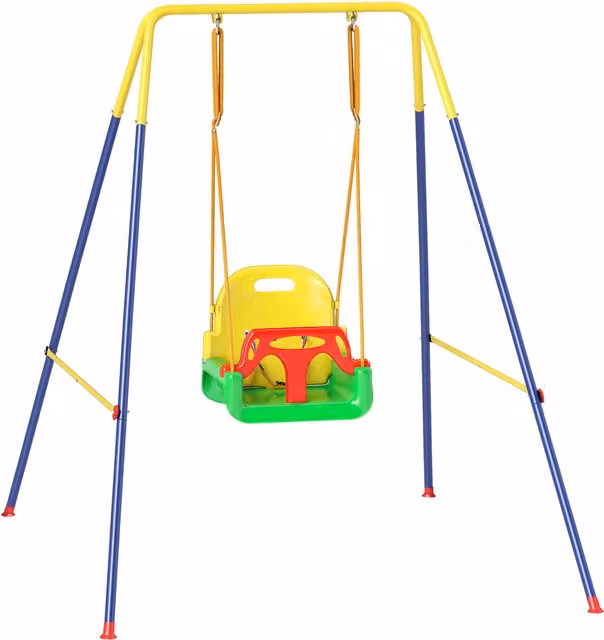 Altalena da Giardino 3 in 1 AIYAPLAY per Bambini e Neonato, Pieghevole e Regolabile in Altezza, Verde