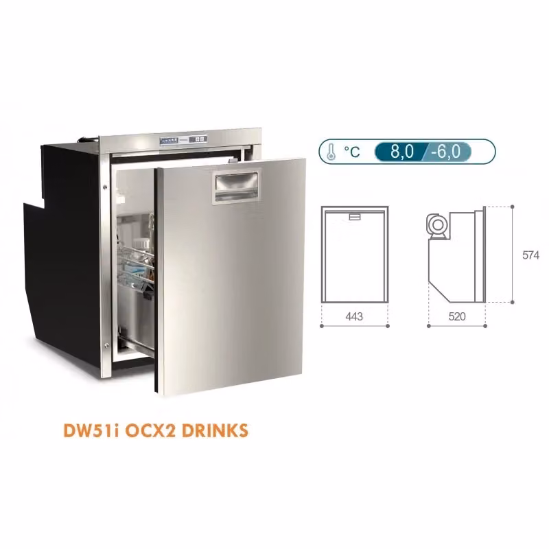 Frigorifero per bevande Vitrifrigo DW62 DRINKS incasso, colore argento con illuminazione LED interna e finitura in acciaio inox – 2