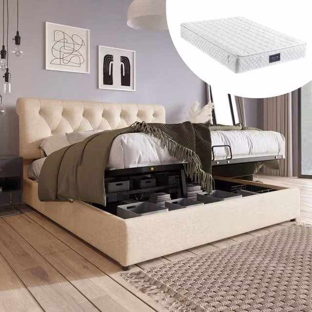 Letto matrimoniale con idraulica e testiera regolabile - Xylo - 160x200 con materasso