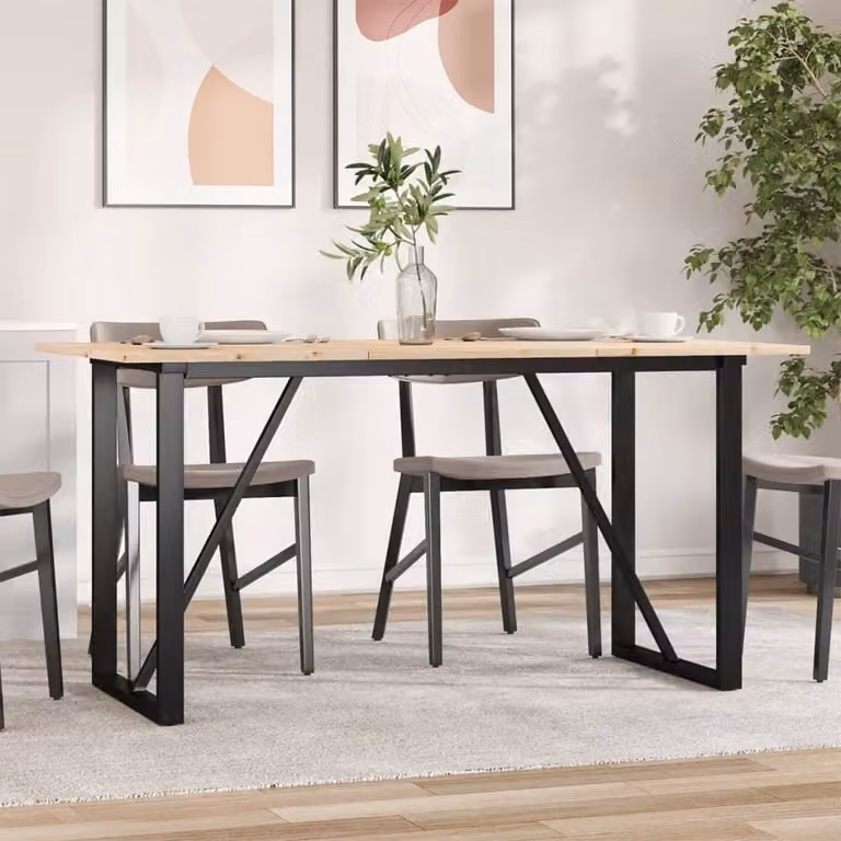 Maison Exclusive - Tavolo da Pranzo Telaio a O 140x80x75 cm Legno Pino e Acciaio