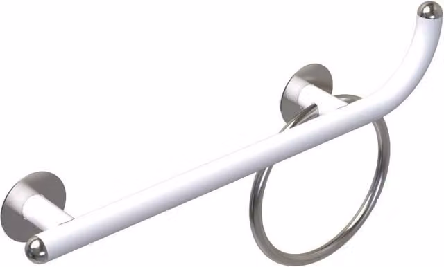 Maniglia di sicurezza Goman Giotto per disabili in acciaio inox bianco opaco, montaggio a parete, angolata, L: 63,2 cm
