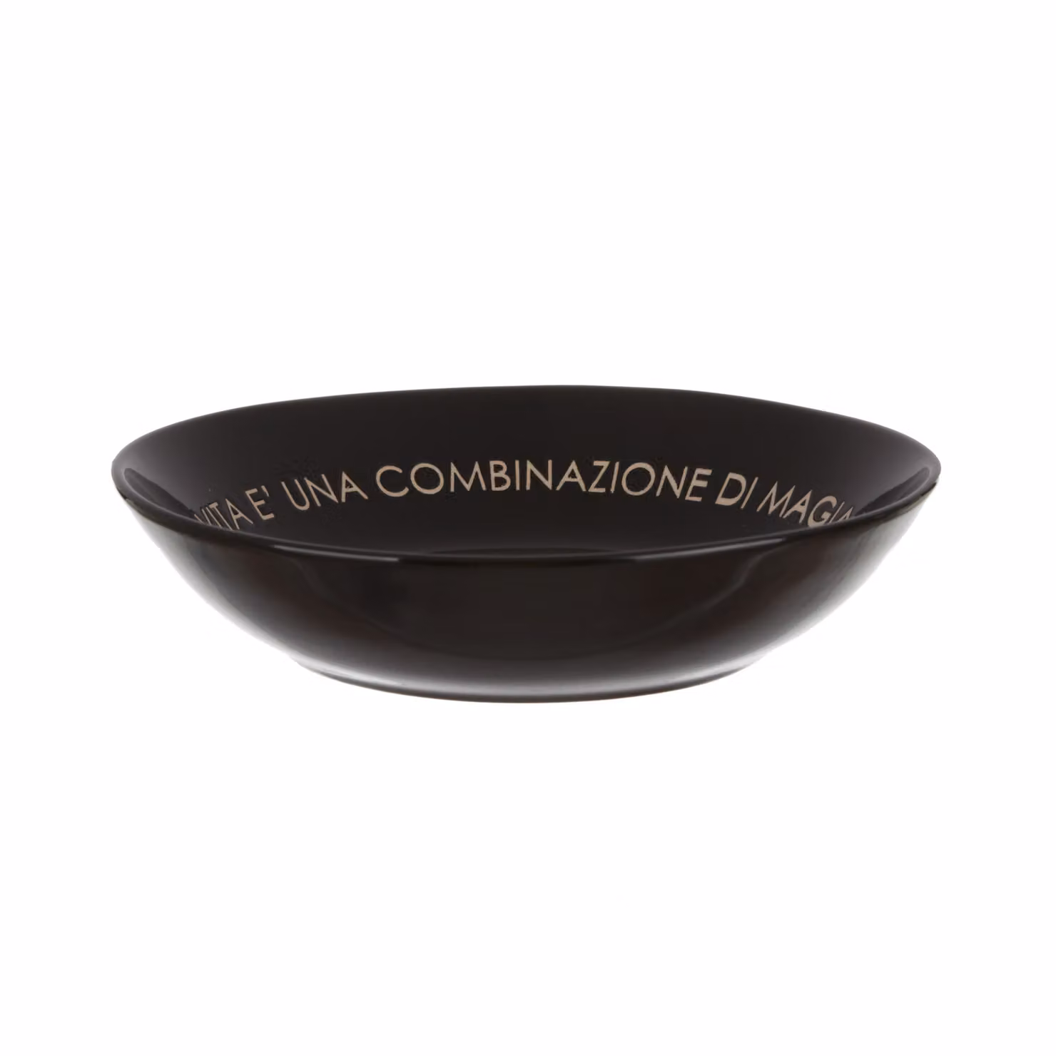 Piatto fondo Kasanova in stoneware nero con scritta, Diametro: 20 cm – 2