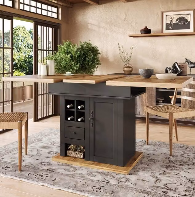 Tavolo da Pranzo Estensibile con Ripiani e Cassetti 110-140x80 cm, Design Salvaspazio per Cucina e Soggiorno